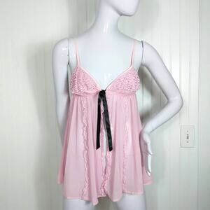 Passion Forever open babydoll size small pastel pink and black bows